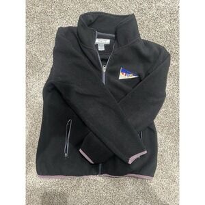 Queensboro Fleece Jacket‎ Size Small Black Full Zip Long Sleeve Embroidered Logo